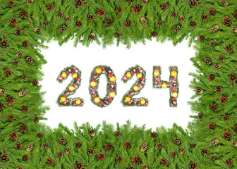 Christmas tree framework and 2024 number