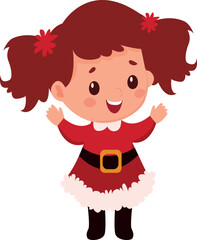 Girl, christmas cartoon chapter. Children's for christmas. Christmas set. Cute children 