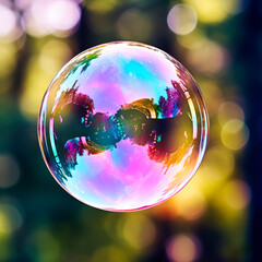 Soap bubble with abstract bokeh background
