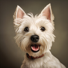 Portrait of a West Highland White Terrier in a studio.
