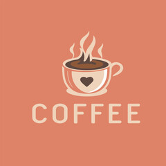 A coffee cup with a heart and smoke