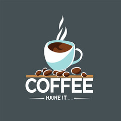 Coffee cup and beans on a table