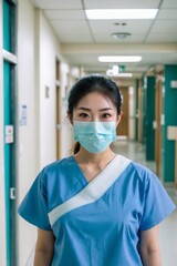 Nurse(s) standing in hospital hallway