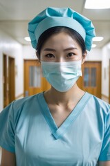 Nurse(s) standing in hospital hallway