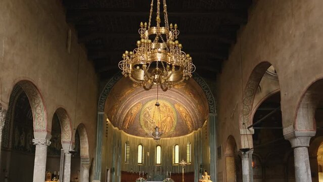 Interior view of the Cathedral of Sant Justus in Trieste, Italy