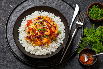 bang bang shrimp rice bowl with fresh veggies