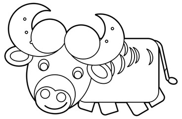 Cartoon happy farm animal cheerful buffalo isolated illustration for children