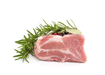 Raw meat steak with rosemary.