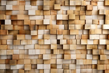 Textured rectangular mosaic tiles arranged in a wall-like pattern, creating a 3D block background. Generative AI