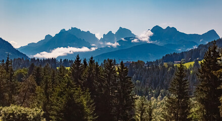 Alpine summer view near Welsberg, Monguelfo, Pustertal, Trentino, Bozen, South Tyrol, Italy
