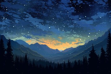 Fototapeta na wymiar Illustration of nighttime sky adorned with stars. Generative AI