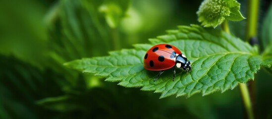 Ladybug concealing in plants