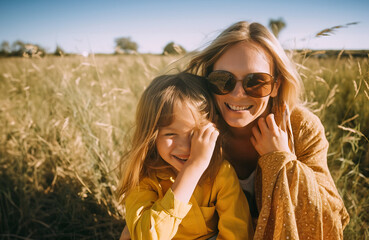 A Serene Family Moment in the Golden Field