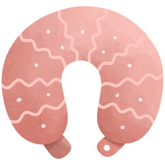 Cute pink travel neck pillow illustration