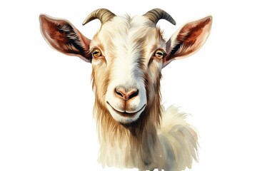 Illustration of a goat on a white background. Generative AI