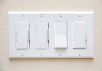 light switch in a dimly lit room, symbolizing the concept of electricity conservation and...