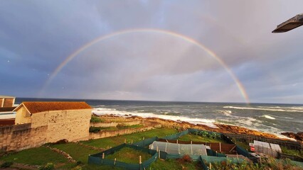 Arco iris en el litoral de A Guarda, Galicia