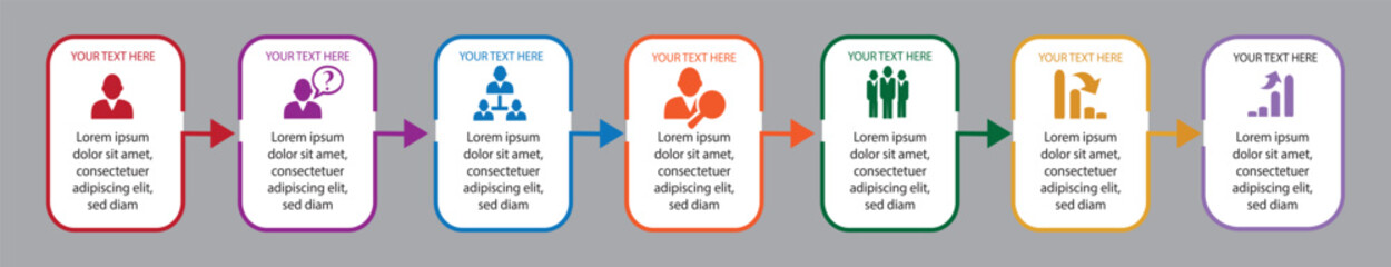 Infographic design template with numbers 7 option for Presentation. infographic template for graphs,  Pie chart, workflow layout, cycling diagram, brochure, report, presentation, web design. 