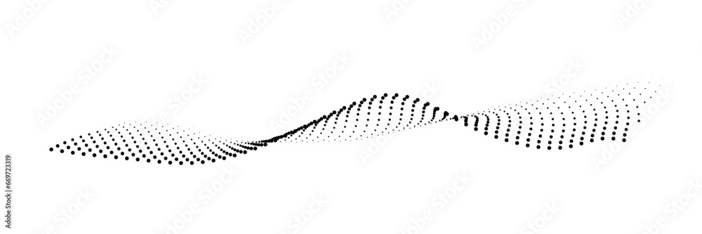 Poster technology abstract background. geometric dotted curve shapes.