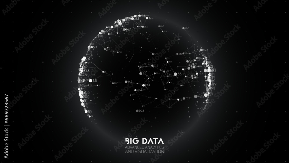 Poster Big data visualization. Futuristic infographic. Information aesthetic design. Visual data complexity. Complex data threads graphic visualization. Abstract data graph.