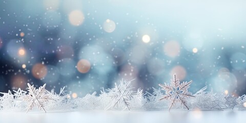 Obraz na płótnie Canvas Blue Christmas background with snow, ice and room for text copy.