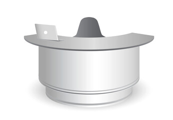 set of realistic trade exhibition chair and table or white blank exhibition kiosk or stand booth corporate commercial. 3D Render