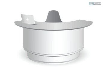 set of realistic trade exhibition chair and table or white blank exhibition kiosk or stand booth corporate commercial. 3D Render