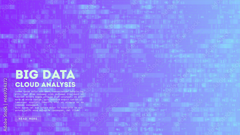 Poster Big Data cloud computing. Blockchain visualiztion. Social network information complexity.