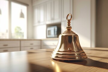 3D rendering of a reception bell next to a gas range. Generative AI - obrazy, fototapety, plakaty