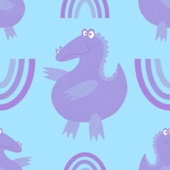 Cartoon summer animals seamless crocodile pattern for fabrics and wrapping paper and kids clothes print