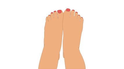 Obraz premium point of view top-down of two human feet with nails