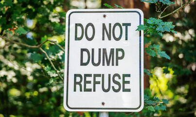 Do not dump refuse, warning sign