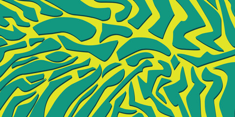 abstract green and yellow zebra pattern texrured stripes shape background