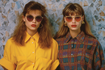 90s, hipsters Memphis style, 1990s, Retro music party, Funky, retrowave, cassette time, tape recorder neon, Fashion street style, bright looks, imported clothing, evocative style.