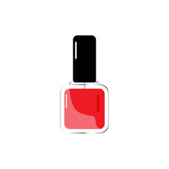 Illustration of rec colour nail polish or paint symbol with brush isolated on white background