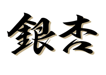 筆文字，銀杏，行書，漢字，毛筆，イチョウ，墨，影，