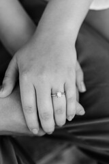 holding hands for engagement session