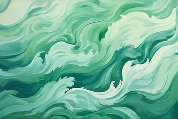 Fototapeta na wymiar Vibrant banner with graceful, undulating waves in varying shades of green. Generative AI