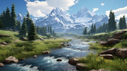 Obraz premium Analyze the impact of player interaction, such as weather changes or environmental destruction, on the visual beauty landscapes game art