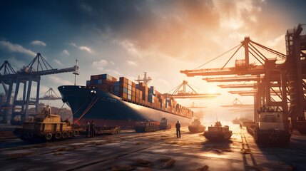 Fototapeta na wymiar container cargo freight ship in port