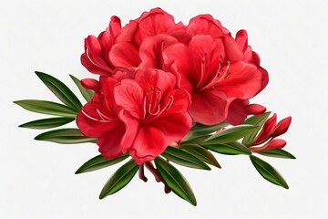 Isolated rhododendron bush with red flower on transparent background. Generative AI