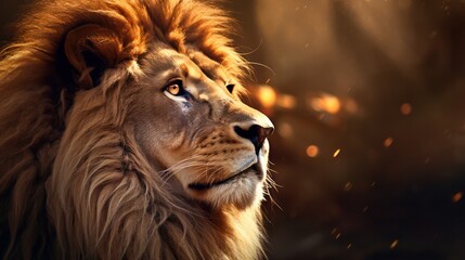 Naklejka premium Lion with Bokeh Effect