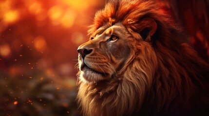 Fototapeta premium Lion with Bokeh Effect