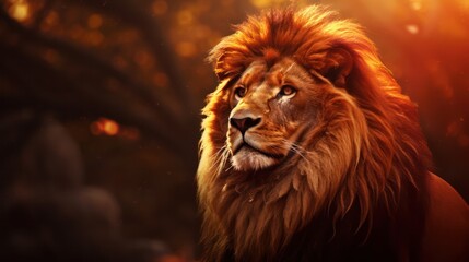 Fototapeta premium Lion with Bokeh Effect