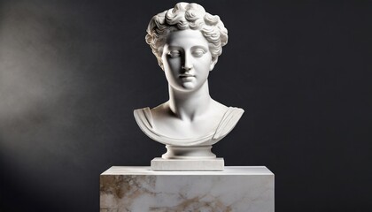 Portrait of a sculpture bust on a podium