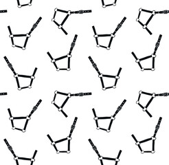 Vector seamless pattern of hand drawn doodle sketch black horse halter isolated on white background