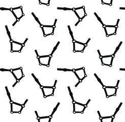 Vector seamless pattern of hand drawn horse halter silhouette isolated on white background