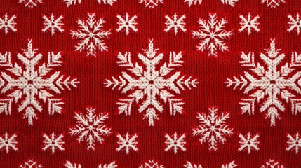 Naklejka na ściany i meble Knitted Christmas Ugly sweater background in white, red, green colors. Knit print. Knitted Xmas sweater texture wallpaper. Merry Christmas Happy New Year concept..