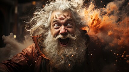 portrait of a person with a beard, father christmass is mad, generative ai