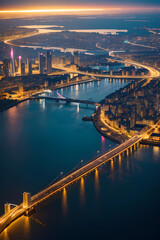 Fototapeta premium futuristic city with a river